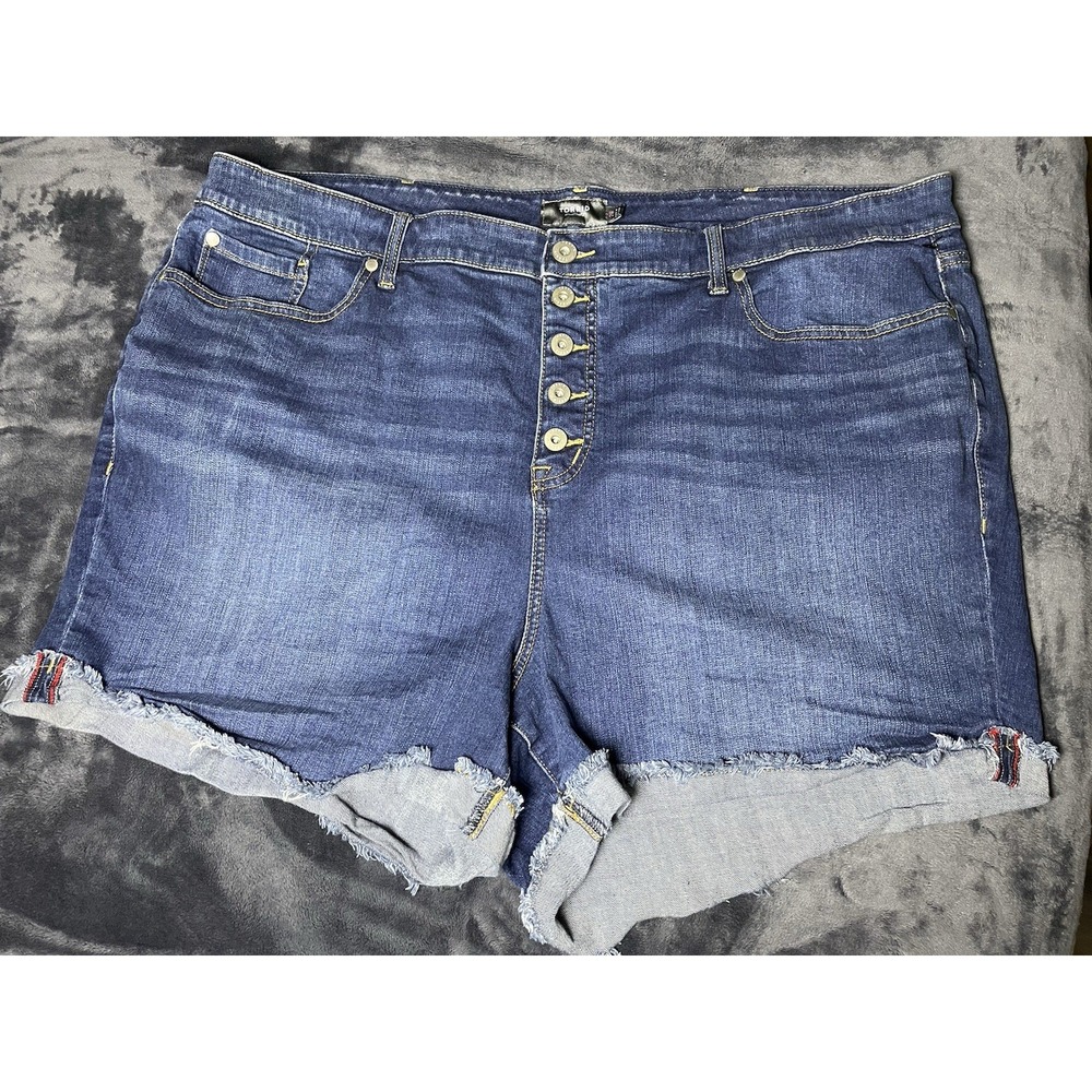Torrid Shorts Womens 26 Blue‎ Vintage Stretch Denim 5 Inch High Rise Button Fly - Picture 3 of 10